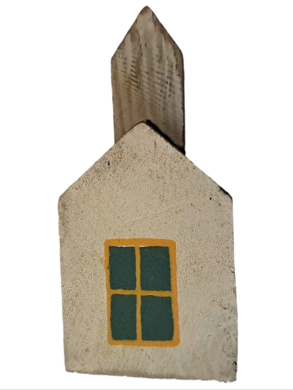 Vintage 2002 Interior Accents Homespun Primitive Wooden Block Houses Set of 2
